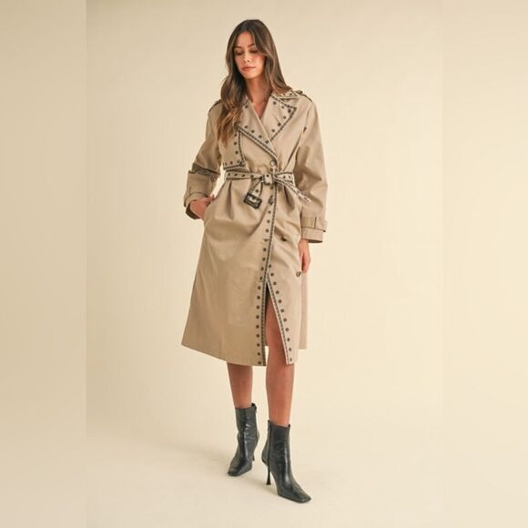 926. DOUBLE BREASTED EMBROIDERED TRENCHCOAT - Picture 7 of 13